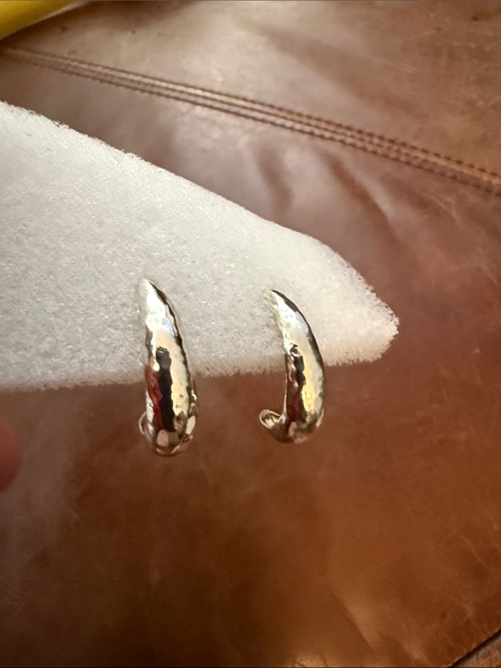 NEW Sterling Silver Hammered Half Hoop Earrings - Picture 4 of 8